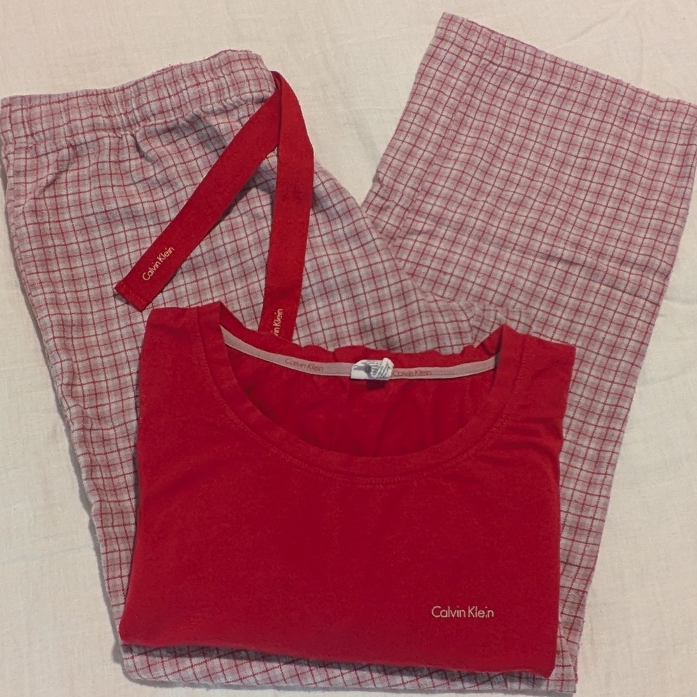 Calvin Klein Red and Plaid Pajama Set